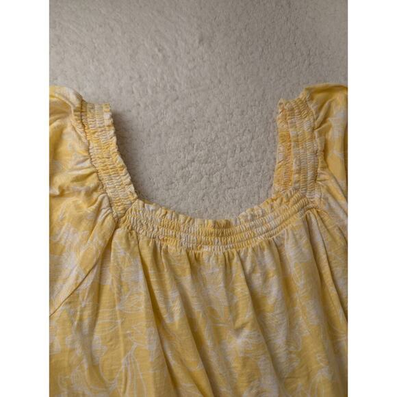 ST JOHN'S BAY PEASANT KNIT SHIRT ladies size OX yellow white floral elastic neck - Picture 7 of 7